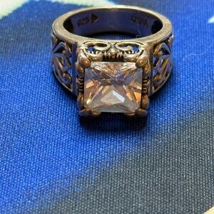 Silpada Sterling Silver Cubic Zirconia Filigree Ring Size 7